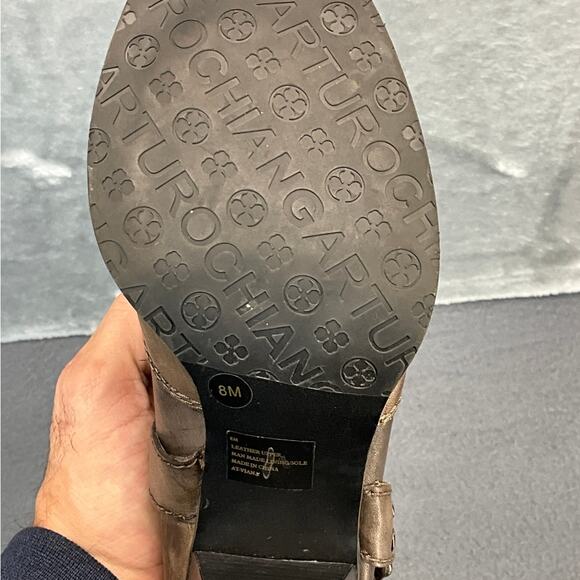 Arturo Chiang Brown Leather Buckle Strap Western Heeled Ankle Boot Women 8M - Picture 9 of 10